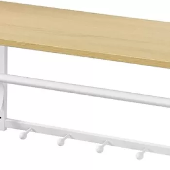 Cuier de perete Vasagle, 60 x 30 x 31.7 cm, PAL/otel, alb imagine