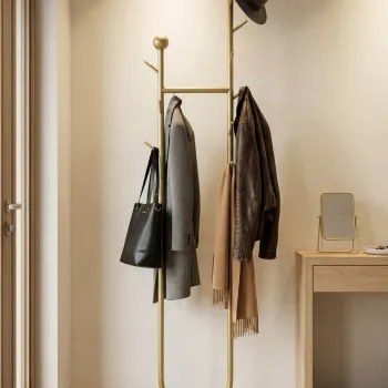 Cuier, Mauro Ferretti, Axi, 40x32x175 cm, metal/imitatie de marmura, auriu/negru imagine