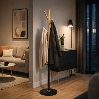 Cuier, Mauro Ferretti, Hang Tree, 36x172 cm, metal/lemn de fag/marmura, negru/maro imagine