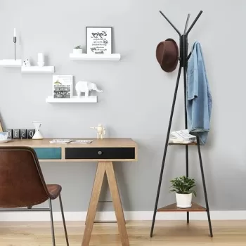 Cuier Rack Stand, Songmics, 49 x 49 x 179 cm, otel/MDF, negru imagine