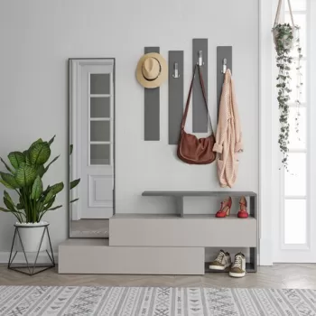 Cuier Ramda, Decortie, 154x35x137 cm, cafeniu/antracit imagine