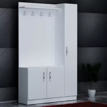 Cuier si pantofar Naturel, Decorotika, 110x31.8x180 cm, alb imagine