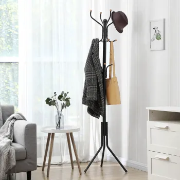 Cuier Tall Tree, Vasagle, 49x49x182 cm, otel, negru imagine