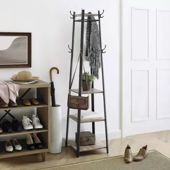 Cuier, Vasagle, 43 x 43 x 180 cm, PAL/otel, maro rustic imagine