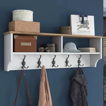 Cuier, Wren, P2 - 2460, 120 x 37.2 x 22.2 cm, pal melaminat/metal, alb/nuc imagine