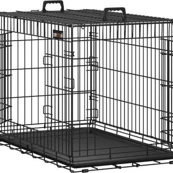 Cusca pentru caini cu 2 usi, Feandrea, pliabila, marimea L, max 18-32 kg, 92.5x57.5x64 cm, fier, negru imagine