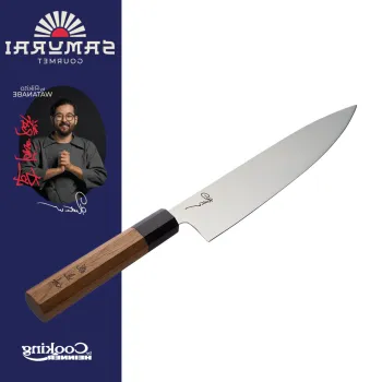 Cutitul bucatarului, Samurai Gourmet by Rikito Watanabe si Cooking by Heinner, 20 cm, inox/lemn, maro imagine