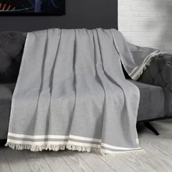 Cuvertura de pat, Alinda - Grey (170 x 300), DC Home, Bumbac imagine