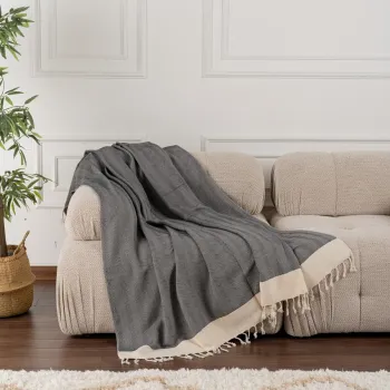 Cuvertura de pat, Baliksirti - Anthracite, PestemalLand, 90% bumbac / 10% poliester imagine