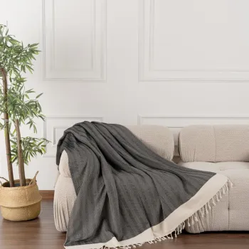 Cuvertura de pat, Baliksirti - Black, PestemalLand, 90% bumbac / 10% poliester imagine