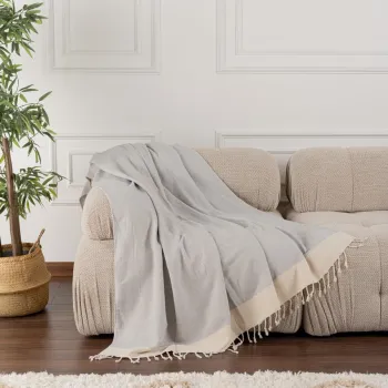 Cuvertura de pat, Baliksirti - Grey, PestemalLand, 90% bumbac / 10% poliester imagine