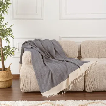 Cuvertura de pat, Baliksirti - Indigo Blue, PestemalLand, 90% bumbac / 10% poliester imagine