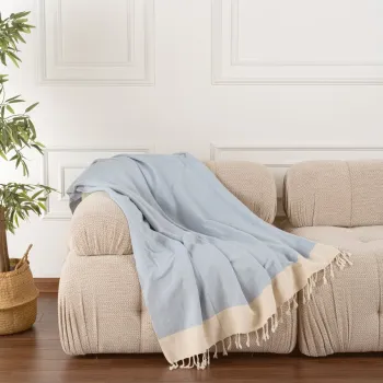 Cuvertura de pat, Baliksirti - Light Blue, PestemalLand, 90% bumbac / 10% poliester imagine