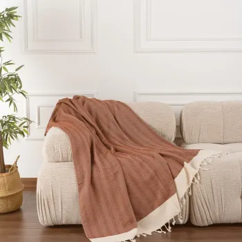 Cuvertura de pat, Baliksirti - Tile Red, PestemalLand, 90% bumbac / 10% poliester imagine