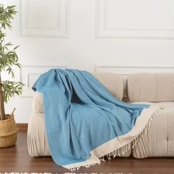 Cuvertura de pat, Baliksirti - Turquoise, PestemalLand, 90% bumbac / 10% poliester imagine