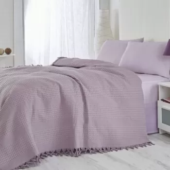 Cuvertura de pat dubla, Saheser, 118 - Purple, 220x240 cm, 100% bumbac, 340 gr/m?, mov imagine