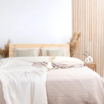 Cuvertura de pat King, L'essentiel Maison, Joanna, Bumbac, Bej imagine