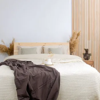 Cuvertura de pat King, L'essentiel Maison, Joanna, Bumbac, Crem imagine