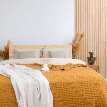 Cuvertura de pat King, L'essentiel Maison, Joanna, Bumbac, Galben mustar imagine