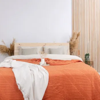 Cuvertura de pat King, L'essentiel Maison, Joanna, Bumbac, Portocaliu imagine