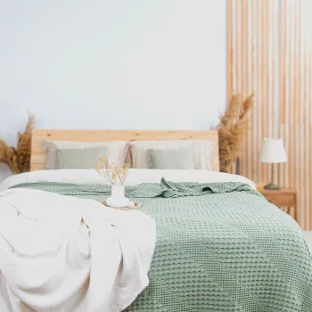 Cuvertura de pat King, L'essentiel Maison, Joanna, Bumbac, Verde deschis imagine