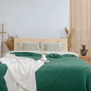 Cuvertura de pat King, L'essentiel Maison, Joanna, Bumbac, Verde inchis imagine