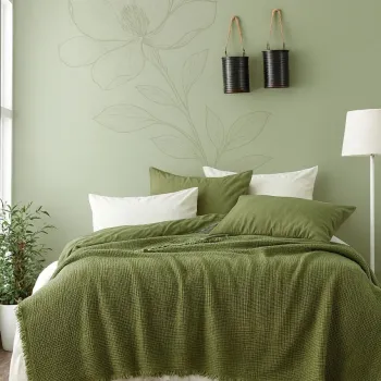 Cuvertura de pat King, L'essentiel Maison, Muslin, Bumbac , Kaki imagine