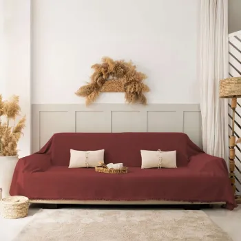 Cuvertura de pat, L'essentiel Maison, Rio, Bumbac reciclat, Caramiziu imagine