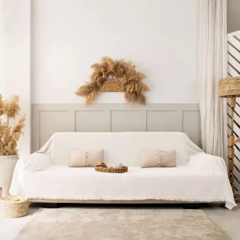 Cuvertura de pat, L'essentiel Maison, Rio, Bumbac reciclat, Crem imagine