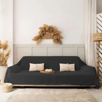 Cuvertura de pat, L'essentiel Maison, Rio, Bumbac reciclat, Fumuriu imagine