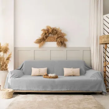 Cuvertura de pat, L'essentiel Maison, Rio, Bumbac reciclat, Gri deschis imagine