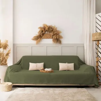 Cuvertura de pat, L'essentiel Maison, Rio, Bumbac reciclat, Kaki imagine