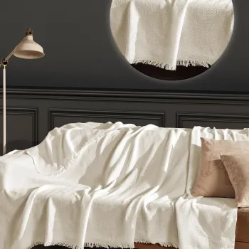 Cuvertura de pat, Merlin - Ecru, Viaden, Bumbac reciclat imagine