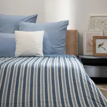 Cuvertura de pat Modern Hamptons, Homla, 200x220 cm, poliester, alb/albastru imagine