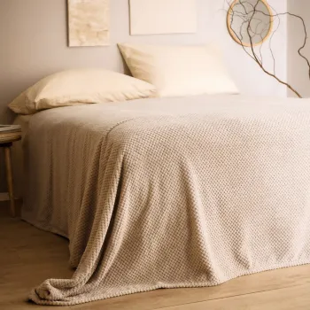 Cuvertura de pat Noah, Homla, 220x240 cm, poliester, bej imagine