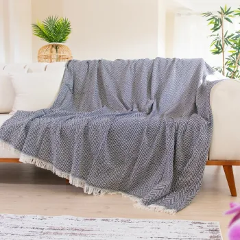 Cuvertura de pat, Woven Cozy - Black, Tabu Home, 80% bumbac / 20% poliester imagine