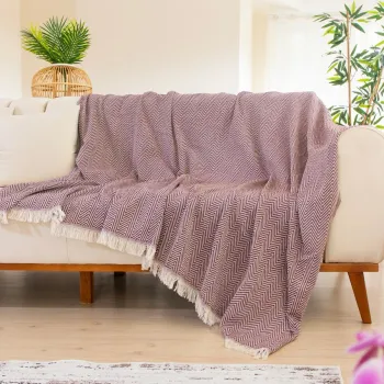 Cuvertura de pat, Woven Cozy - Claret Red, Tabu Home, 80% bumbac / 20% poliester imagine