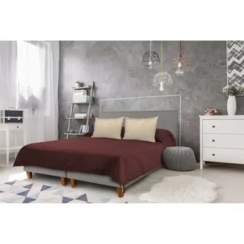 Cuvertura Double Face Alcam, 210 x 220 cm 100% microfibra, ciocolata/crem imagine