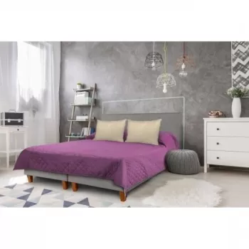 Cuvertura Double Face Alcam, 210 x 220 cm 100% microfibra, mov/crem imagine