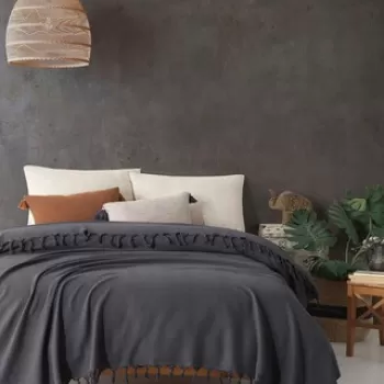 Cuvertura Double Pique, 200x230 cm, amestec bumbac, Sidney, Viaden, antracit imagine