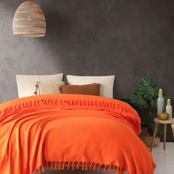 Cuvertura Double Pique, 200x230 cm, amestec bumbac, Sidney, Viaden, portocaliu imagine