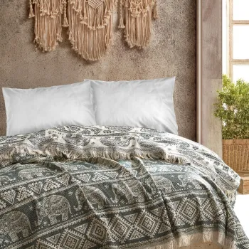 Cuvertura Double Pique, 220x240 cm, 100% bumbac, Fil, Viaden, kaki imagine