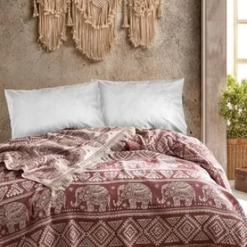 Cuvertura Double Pique, 220x240 cm, 100% bumbac, Fil, Viaden, rosu claret imagine