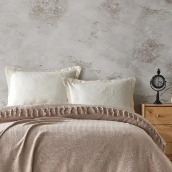 Cuvertura matlasata dubla, Berlino - Beige, Viaden, Bumbac reciclat imagine