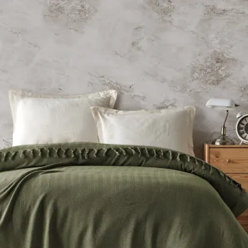 Cuvertura matlasata dubla, Berlino - Khaki, Viaden, Bumbac reciclat imagine