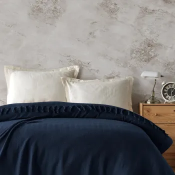 Cuvertura matlasata dubla, Berlino - Navy, Viaden, Bumbac reciclat imagine