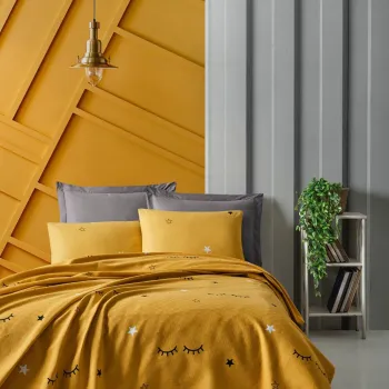 Cuvertura matlasata dubla, Dide 023861 - Yellow, Eponj Home, Bumbac imagine