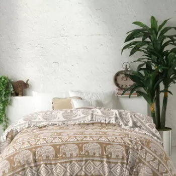 Cuvertura matlasata dubla, Fil - Light Brown, Viaden, Bumbac imagine