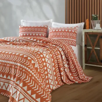 Cuvertura matlasata dubla, L'essentiel Maison, Artec, Bumbac, Portocaliu imagine