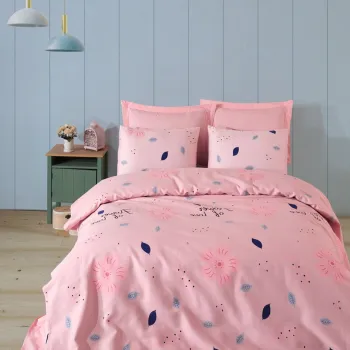 Cuvertura matlasata dubla, L'essentiel Maison, FlowerofLove, Bumbac, Roz pudra imagine